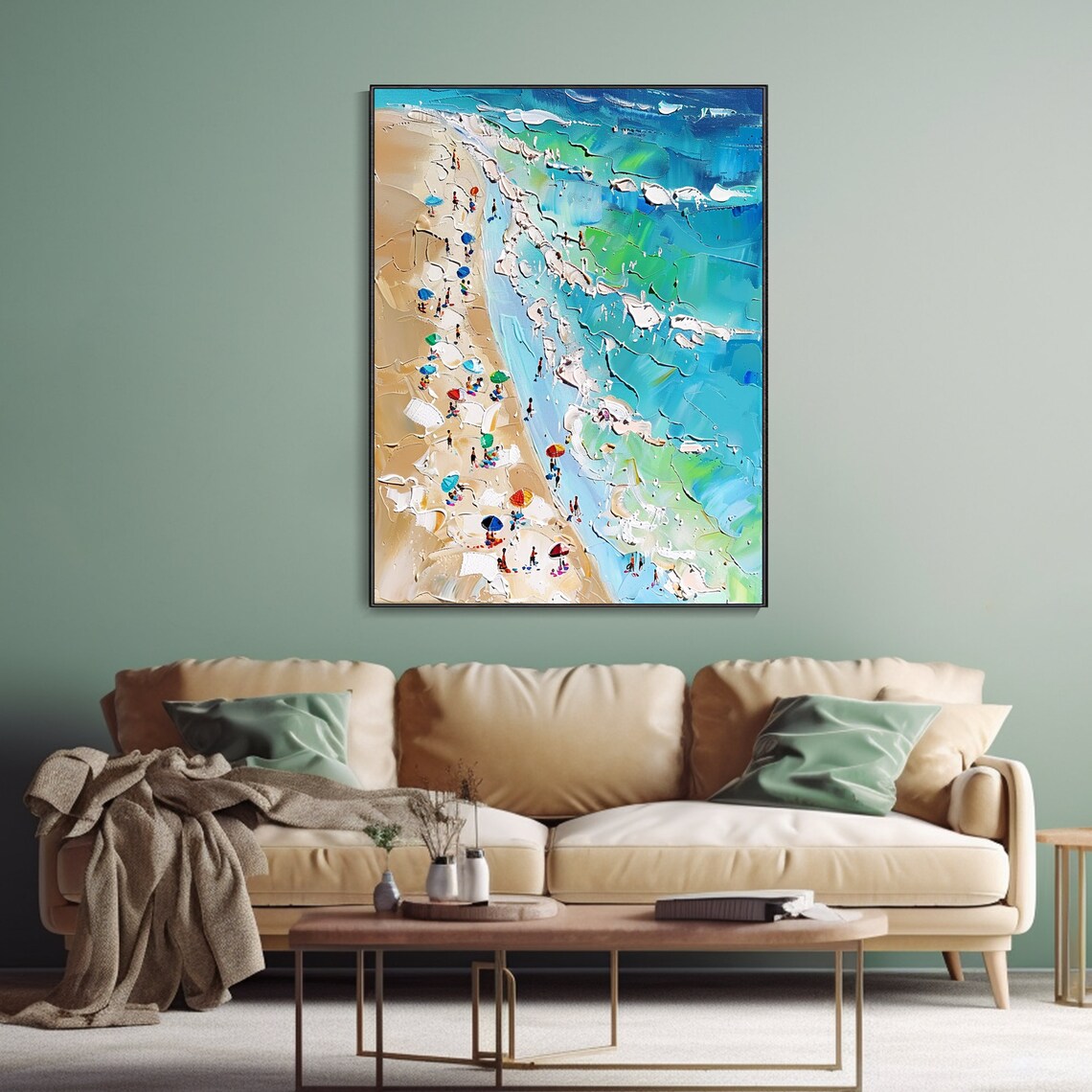 Beach Rhapsody Knife Painting, Summer Seascape Art Print - Image 3