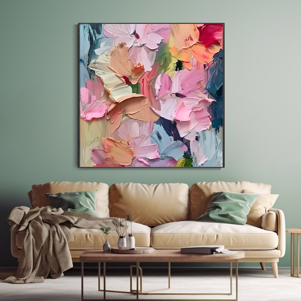 Abstract Floral Oil Painting, Modern Minimalist Art Print - Image 2