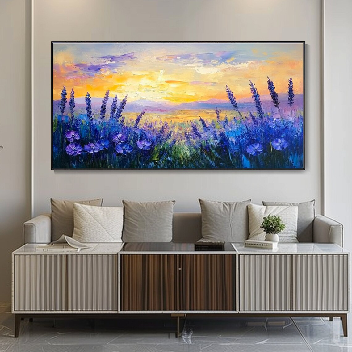 Romantic Lavender Field At Sunset Purple Blooms Landscape Art Poster - Image 5