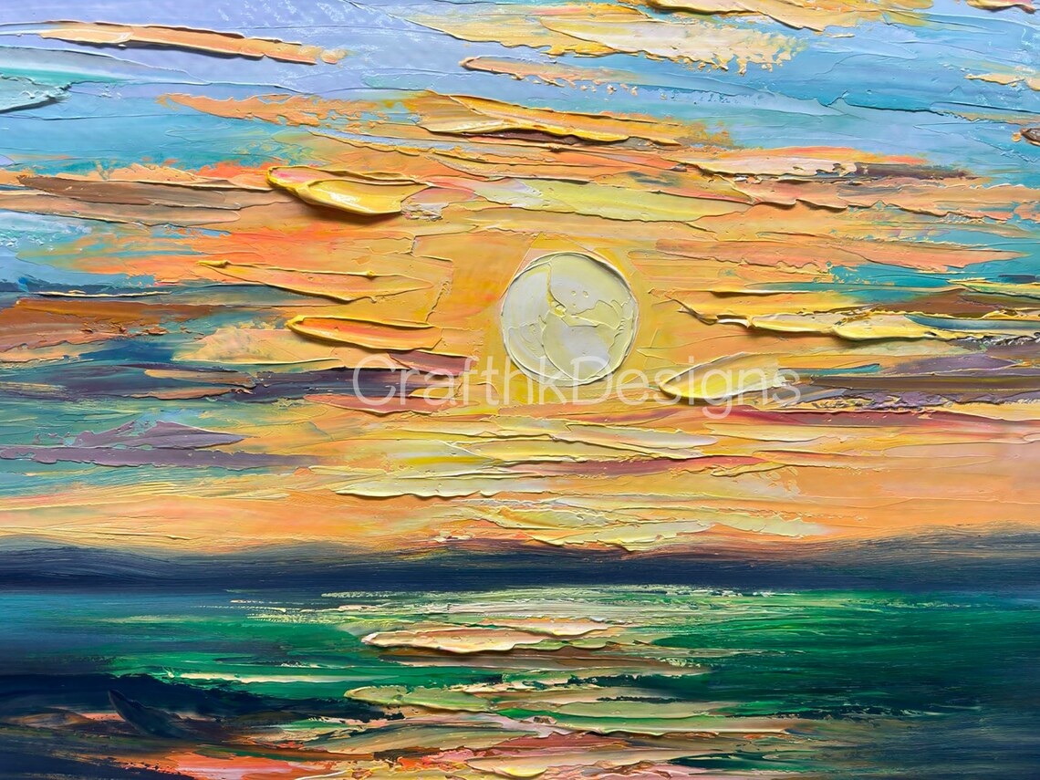Golden Dusk Seascape, Oil-Painting-Style Art Print - Image 5