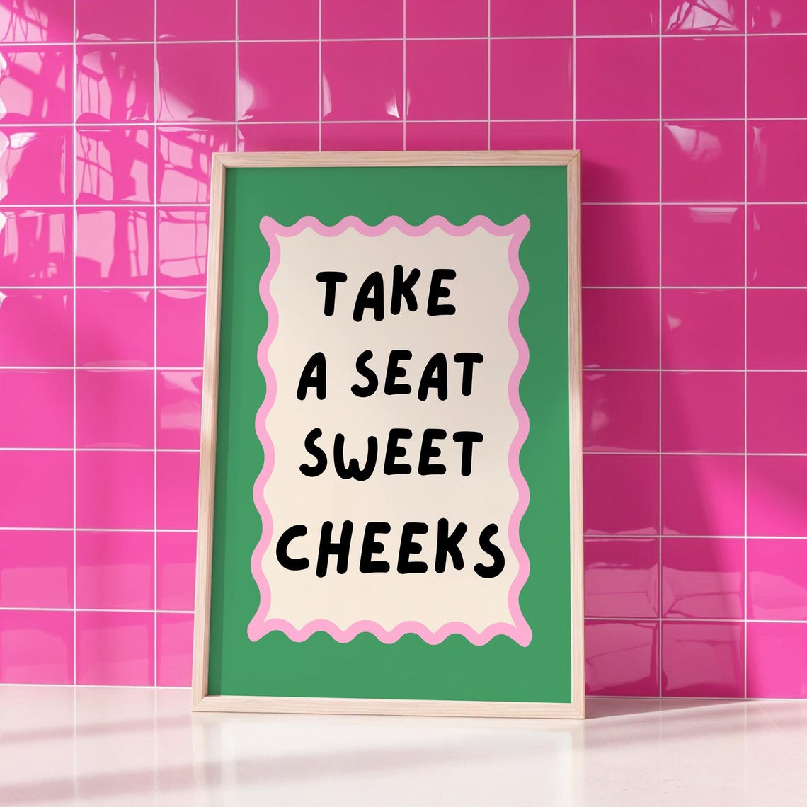 Take A Seat Sweet Cheeks Funny Bathroom Quote Colorful Poster