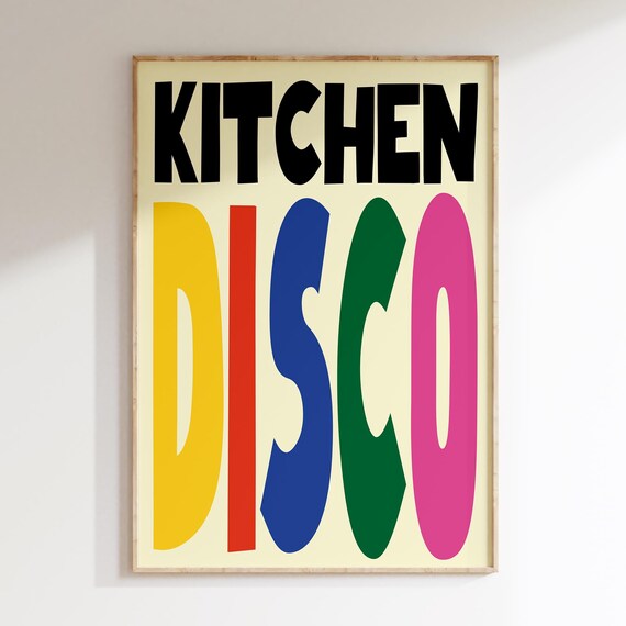 Kitchen Disco Poster Wall Deco Modern Print Dinning Illustration