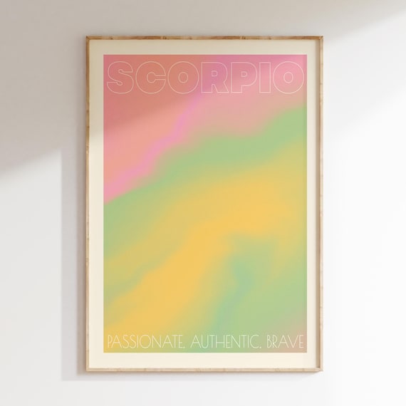 Scorpio Zodiac Pastel Gradient Aura Traits Astrology Art Poster