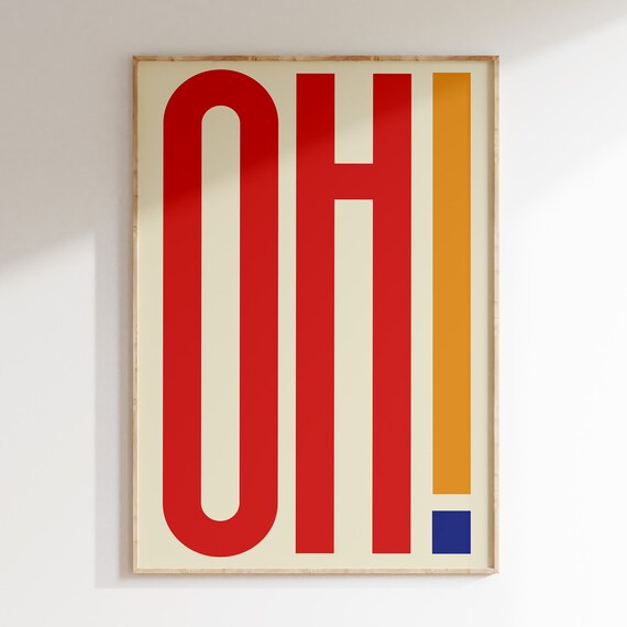 Oh Wall Art Print Bold Modern Typography Home Decor Quote Prints Simple