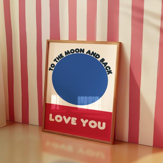 Moon Colorful Print For Kids Wall Art Nursery Poster Room Decor Baby Shower Gift Playroom Quote