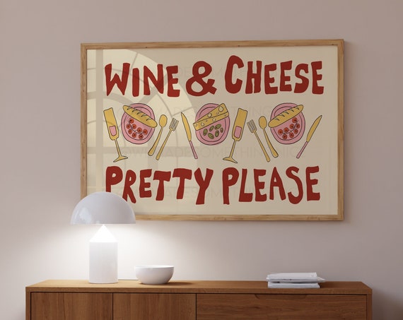Wine And Cheese Minimalist Kitchen Art Print