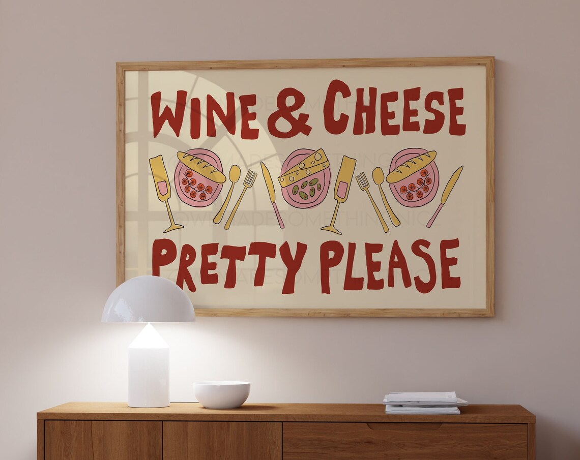 Wine And Cheese Minimalist Kitchen Art Print