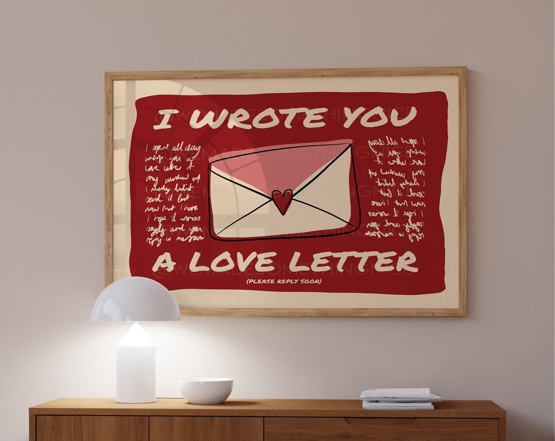 I Wrote You A Love Letter Red Envelope Heart Sweet Romance Poster