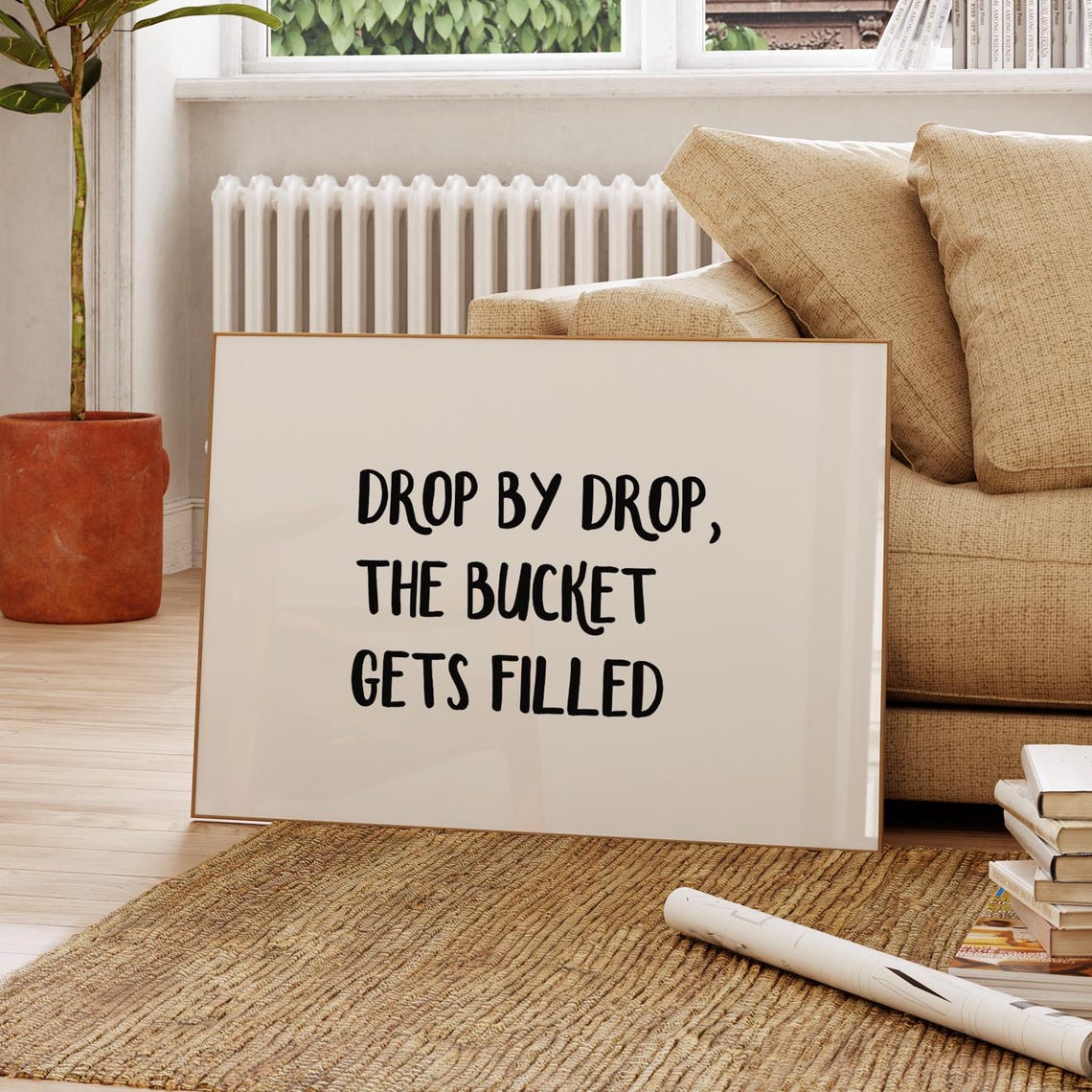 Drop By Drop The Bucket Gets Filled Patience Proverb Quote Poster