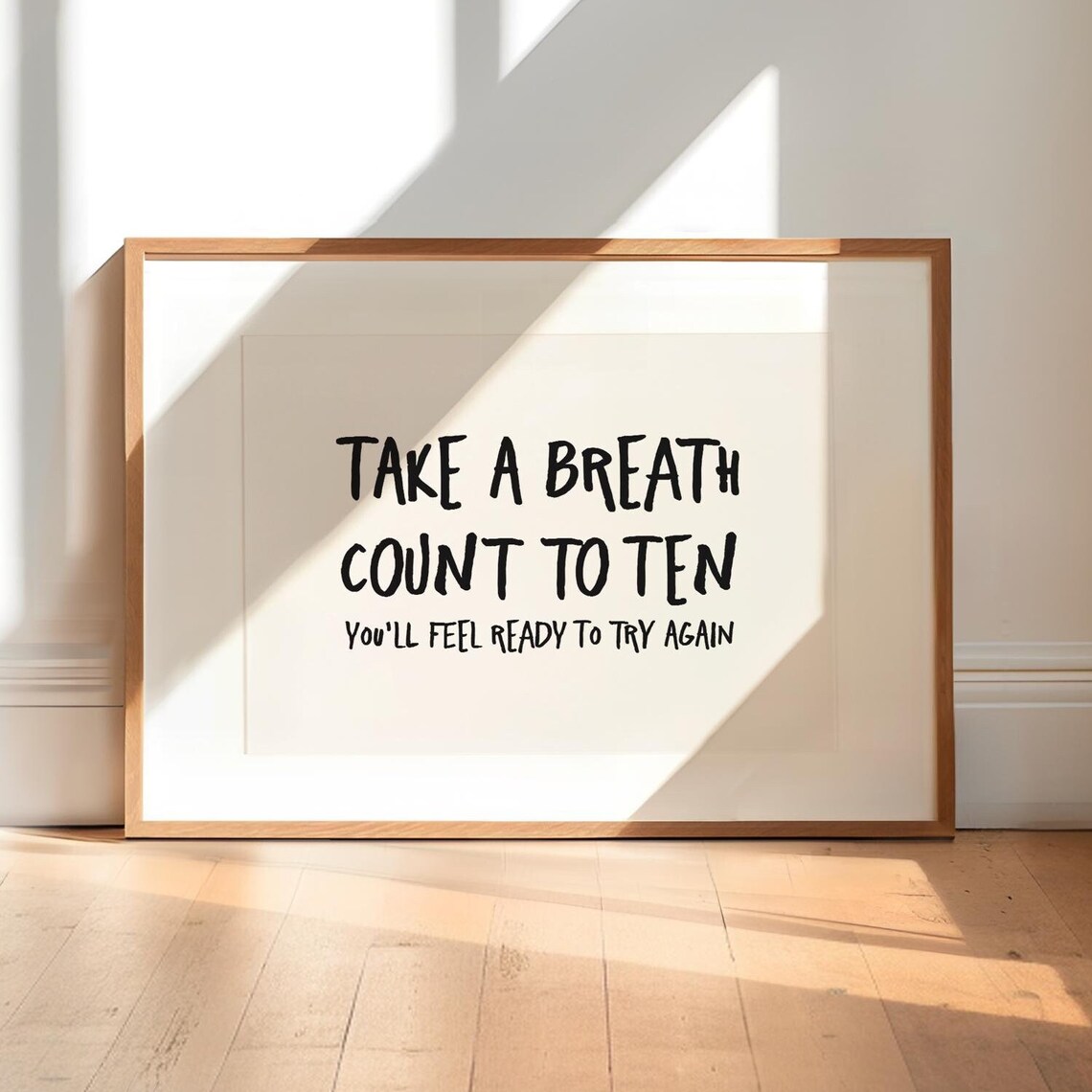 Take A Breath Count To Ten Mindfulness Quote Poster Calm Typography