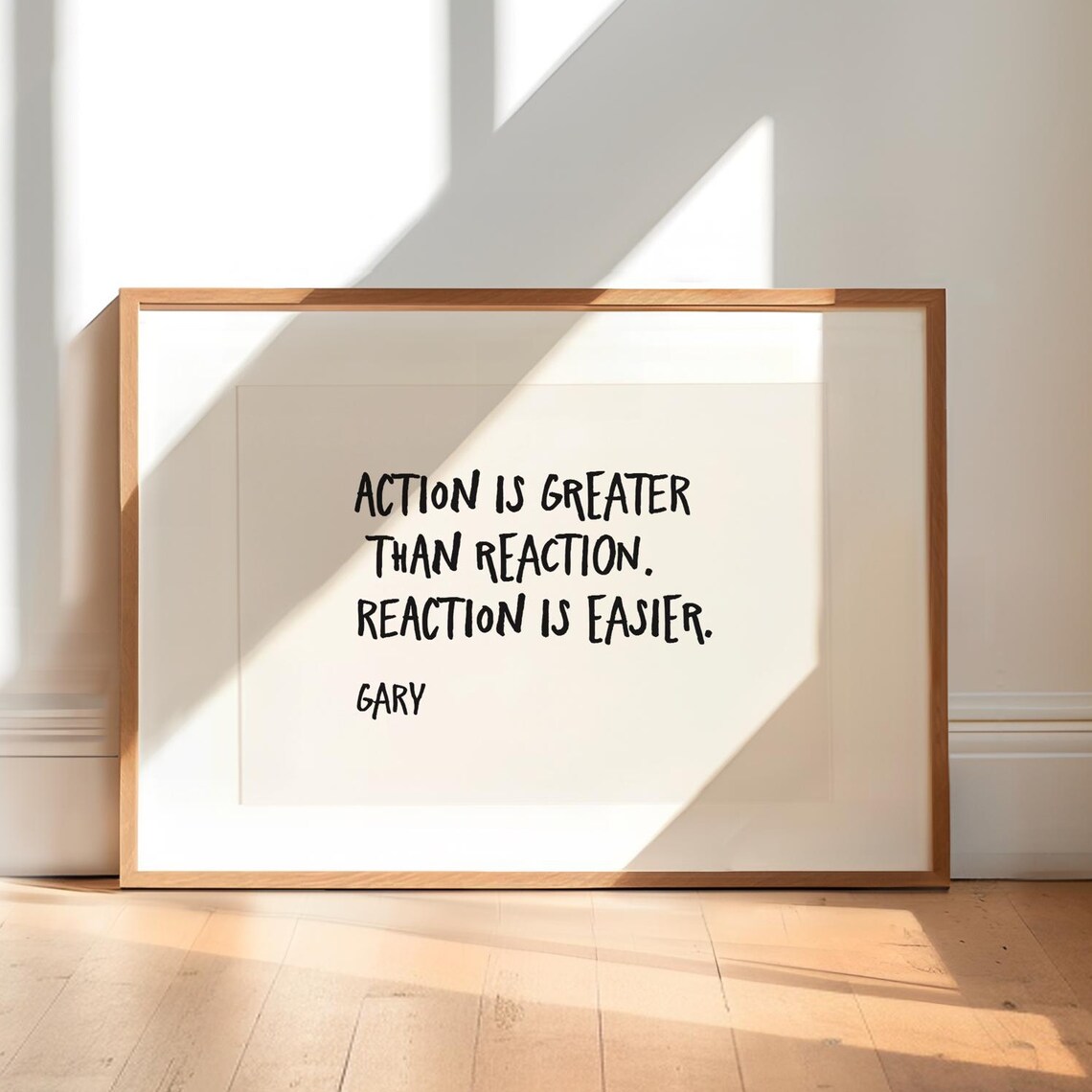 Action Is Greater Inspirational Quote Art Print
