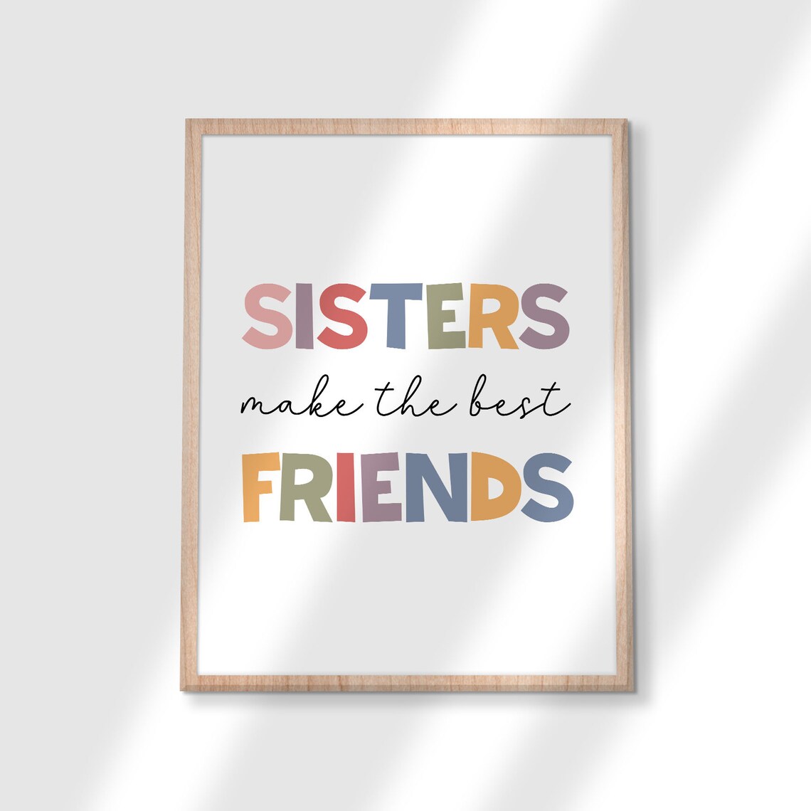 Sisters Make the Best Friends Rainbow Letters Kids Room Decor Poster - Image 3