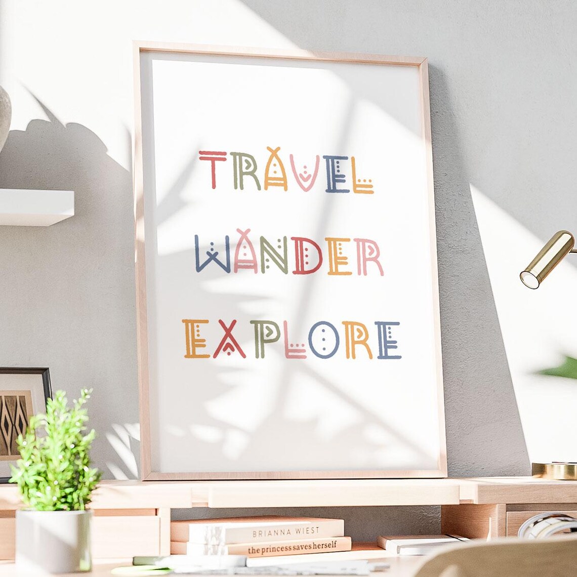 Travel Wander Explore Quote Poster Colorful Lettering Adventure Decor - Image 2