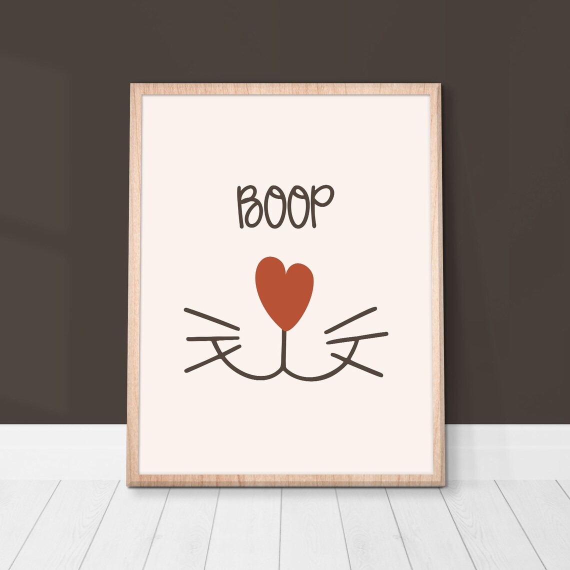 Boop Cute Cat Nose Whiskers Heart Minimalist Kids Room Decor Poster - Image 2