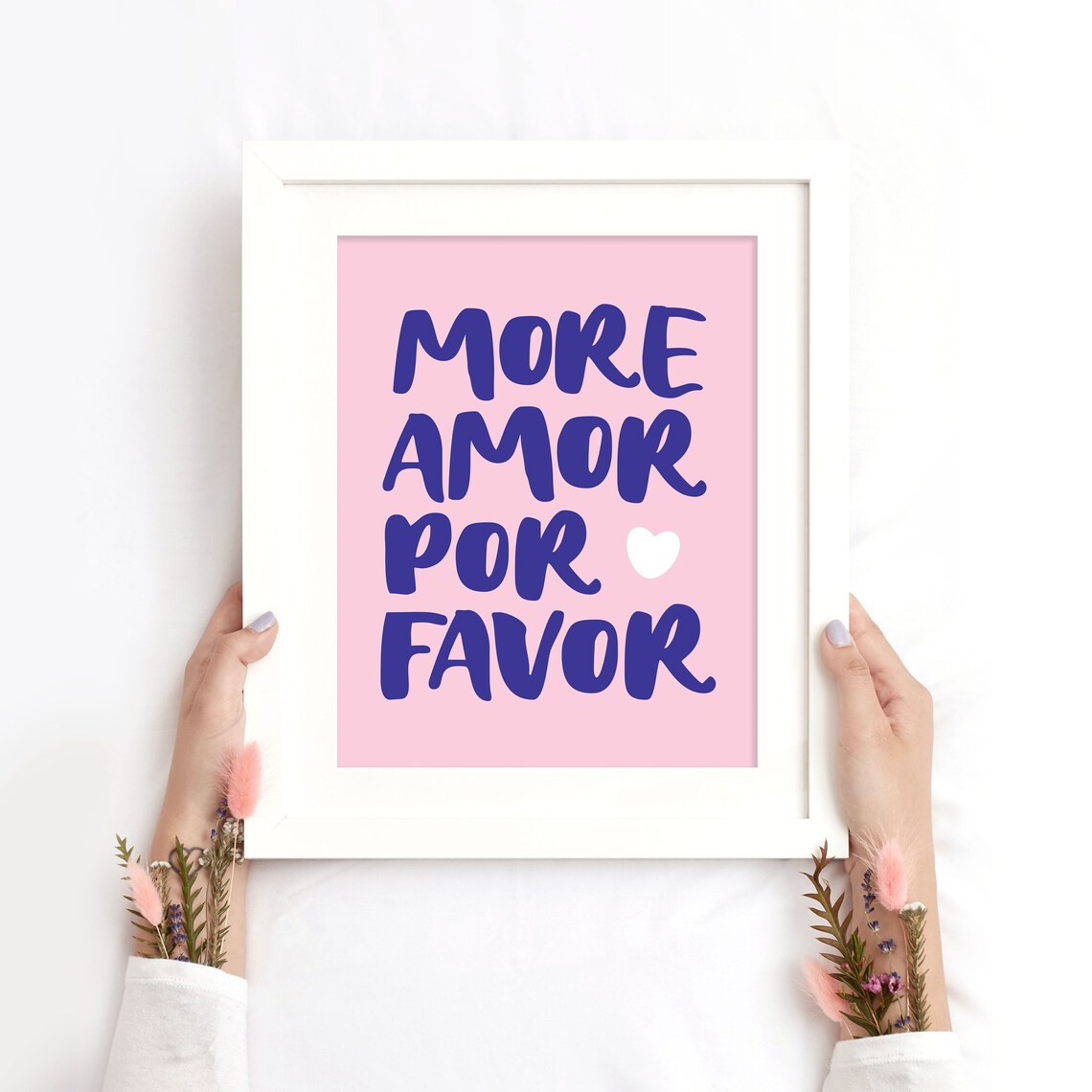 More Amor Por Favor Pink Purple Brush Script Love Quote Poster - Image 2