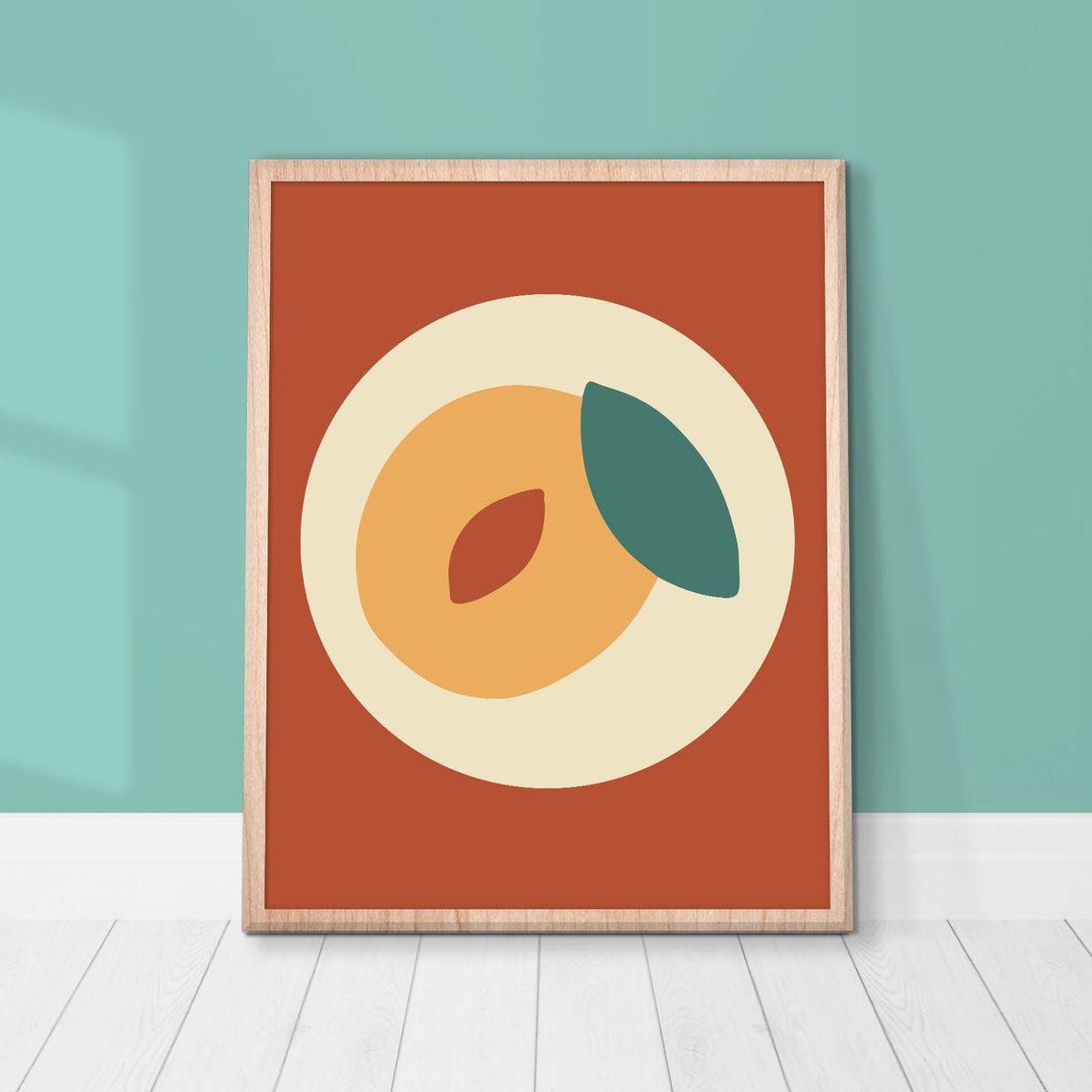 Abstract Peach Fruit Retro Boho Kitchen Minimal Modern Warm Poster - Image 2