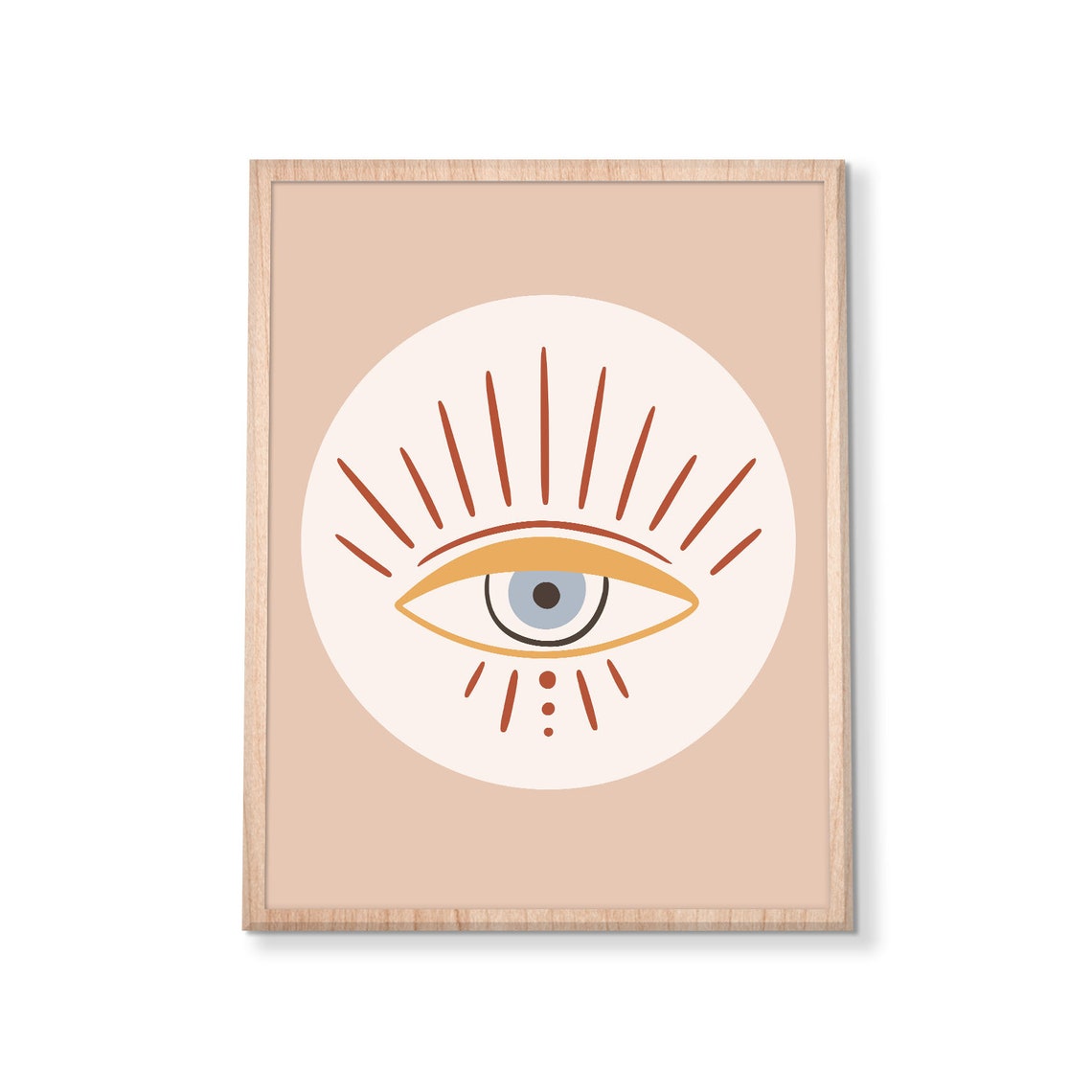 Blue Evil Eye Sun Rays Boho Blush Pink Spiritual Mystical Decor Poster - Image 3