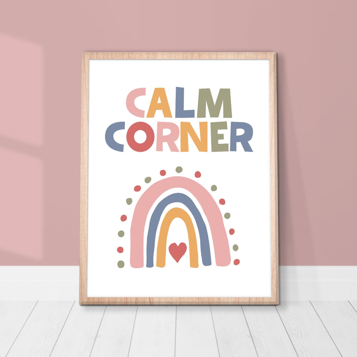 Calm Corner Rainbow Quote Poster Classroom Kids Room Wall Decor - Image 2