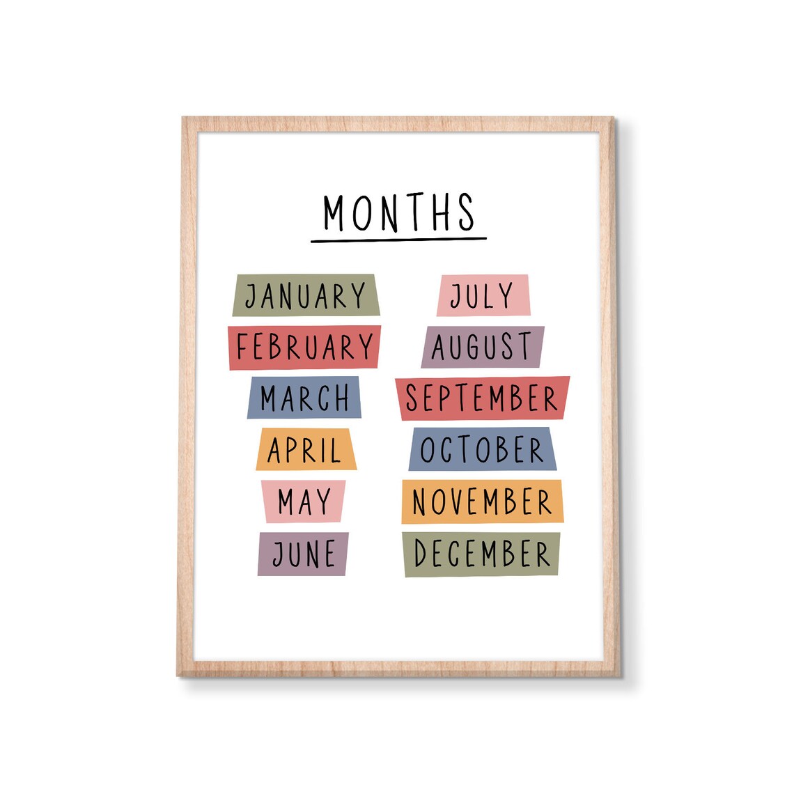 Months of the Year Colorful Labels Educational Kids Classroom Poster - Image 3