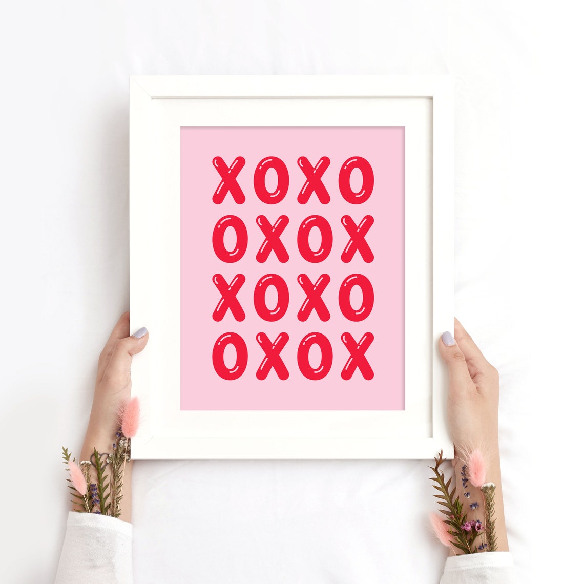 XOXO Hugs And Kisses Bubble Letter Poster Pink Bedroom Love Decor - Image 2