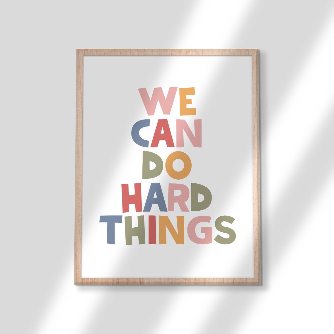 We Can Do Hard Things Colorful Rainbow Letters Kids Classroom Poster - Image 2