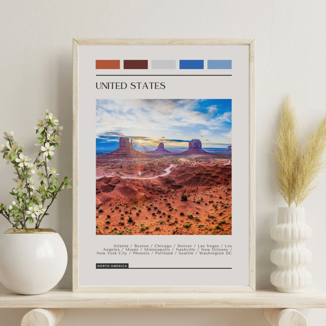 United States Monument Valley Desert Sunset Color Block Poster