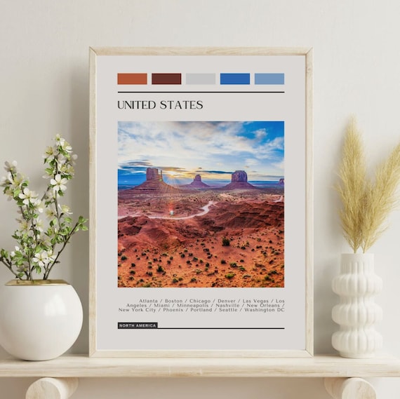 United States Monument Valley Desert Sunset Color Block Poster