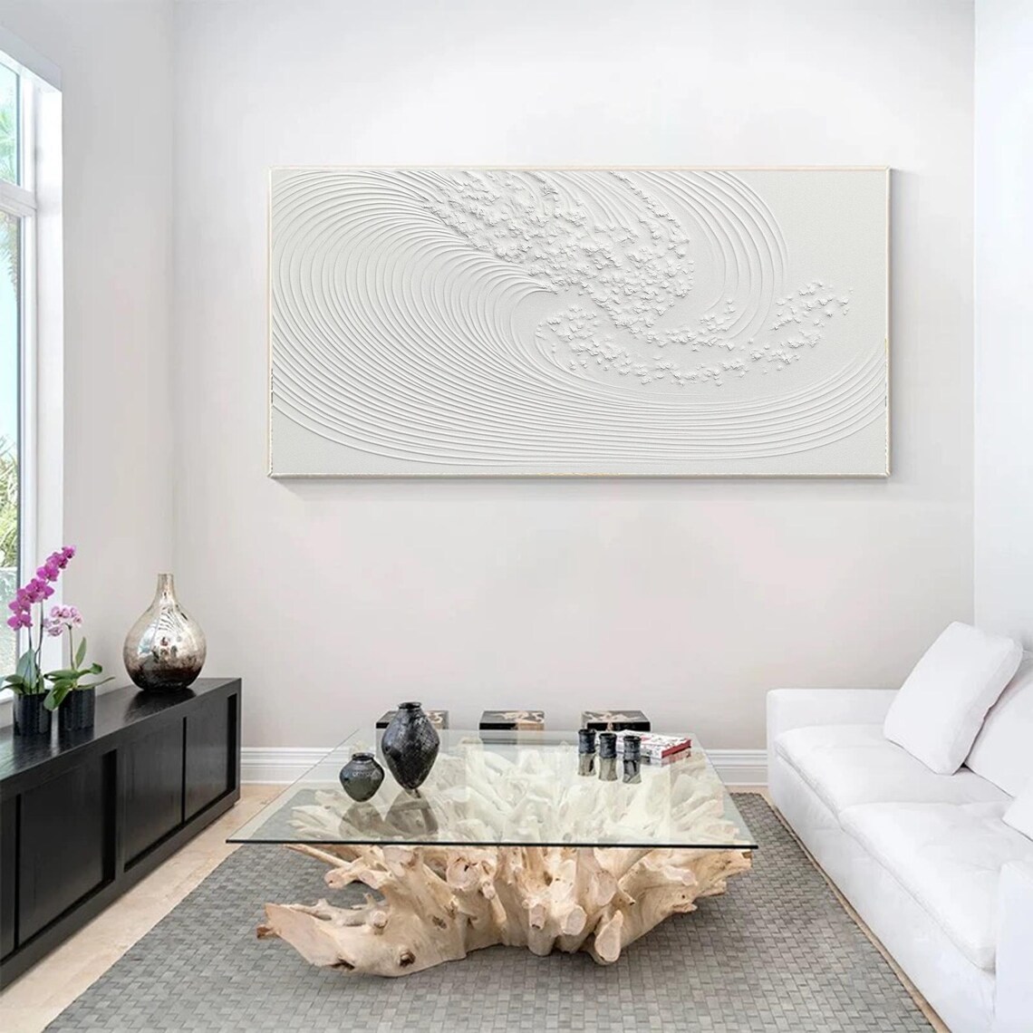 Minimalist Wave Lines, Embossed Linear Abstract - Image 2