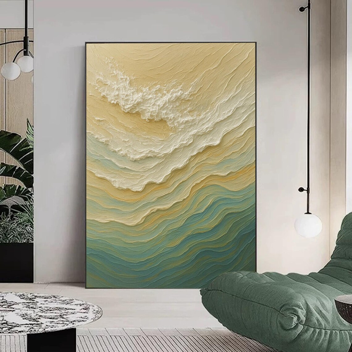 Abstract Coastal Wave, Textured Ocean Painting - Image 2