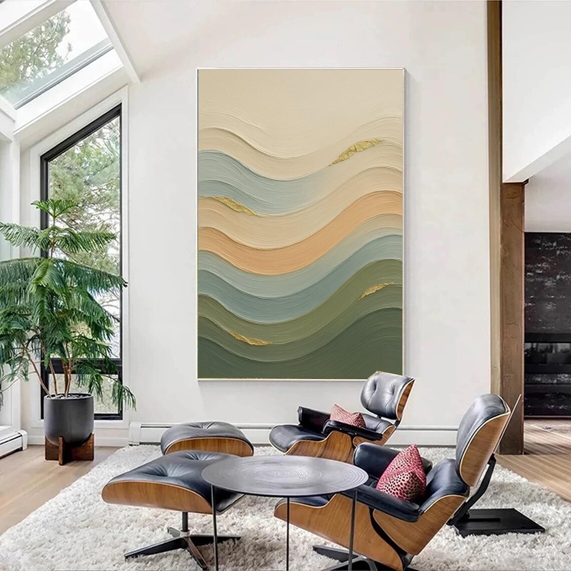 Terracotta Sage Green Abstract, Modern Organic Textured Painting - Image 3