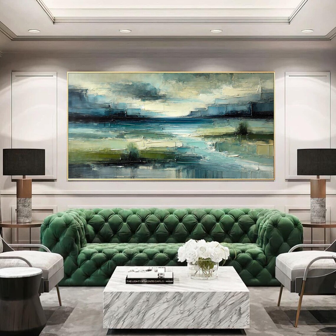 Abstract Lake Landscape - Textured Nature Painting - Image 3