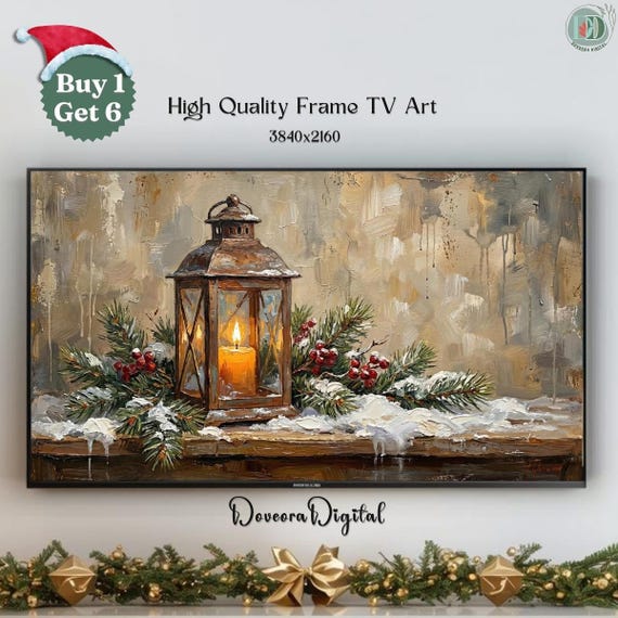 Christmas Village Scene Festive Frame Tv Art