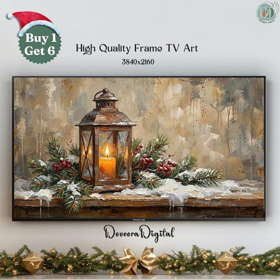 Christmas Village Scene Festive Frame Tv Art