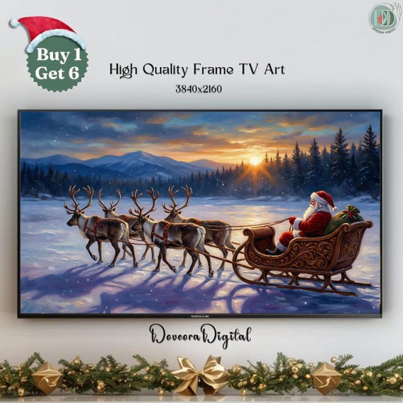 Christmas Village Scene Samsung Frame Tv Art
