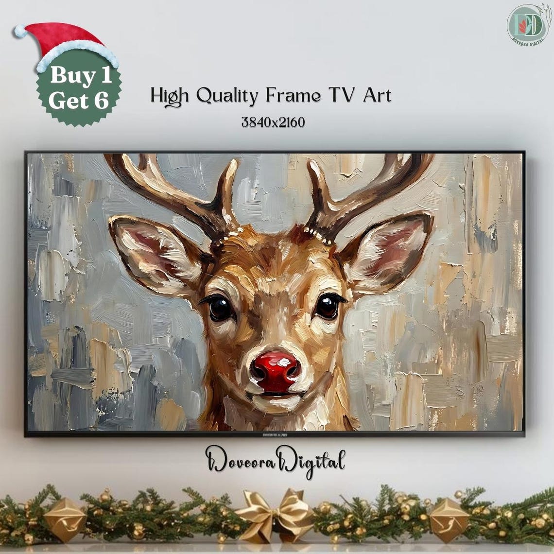 Samsung Frame Tv Art Christmas Decor Holiday Season High Resolution Image