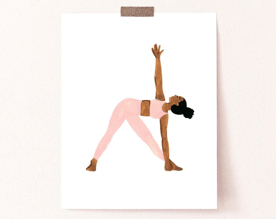 Woman Yoga Wall Art Print, Minimalist Yoga Lady