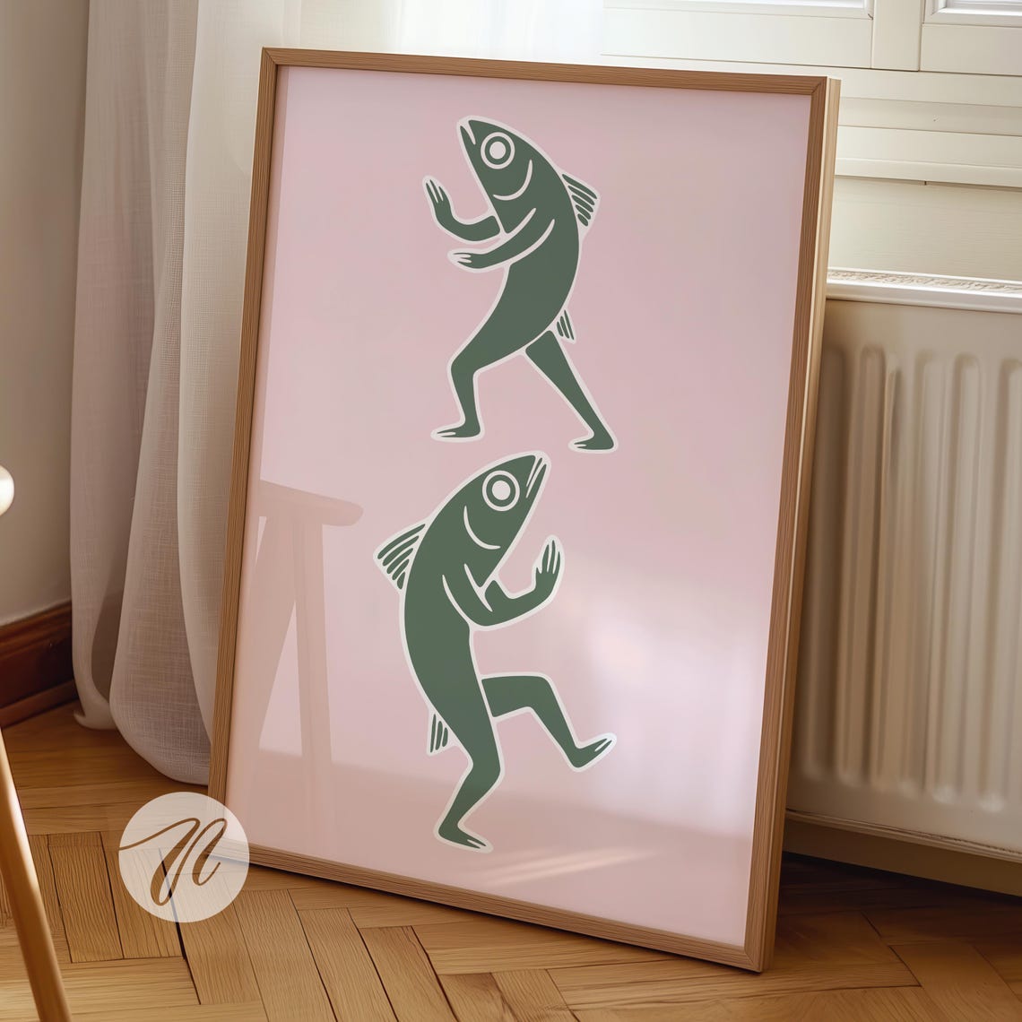 Kungfu Sardines Print Funny Seafood Kitchen Art