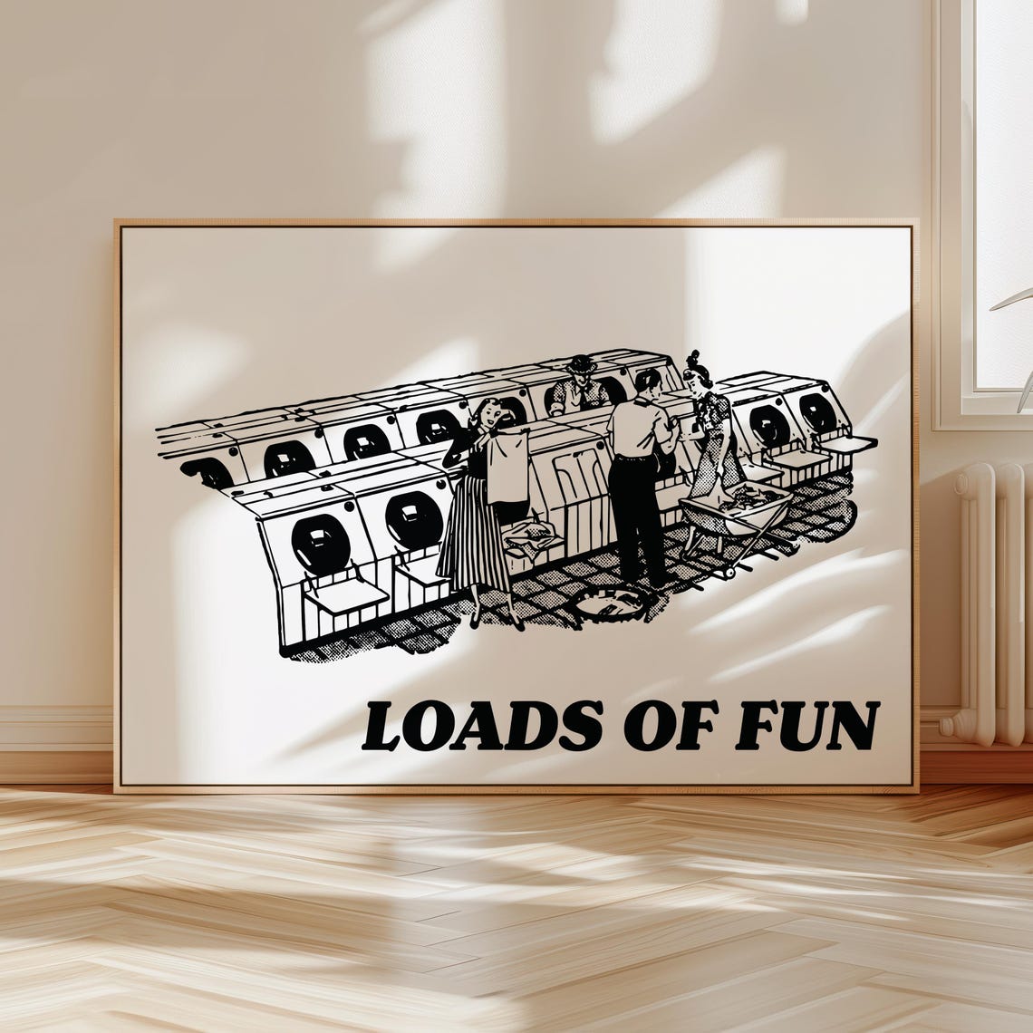 Loads of Fun Retro Laundromat Scene Poster for Laundry Rooms
