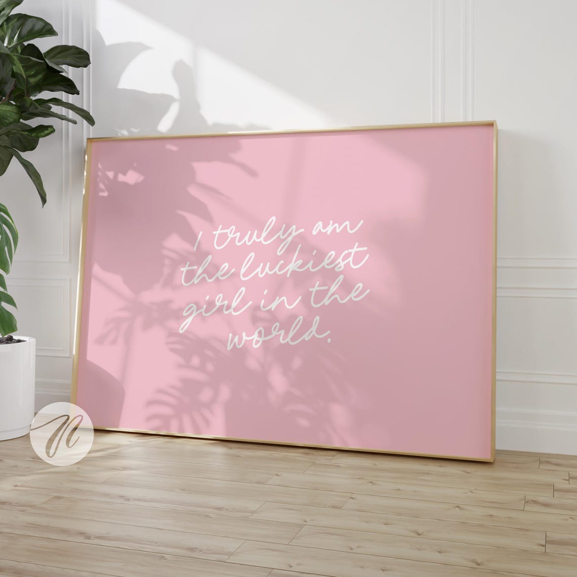 Lucky Girl Syndrome Quote Print Pink Preppy Wall Art Coastal Cowgirl Posters College Apartment Decor Girly Room