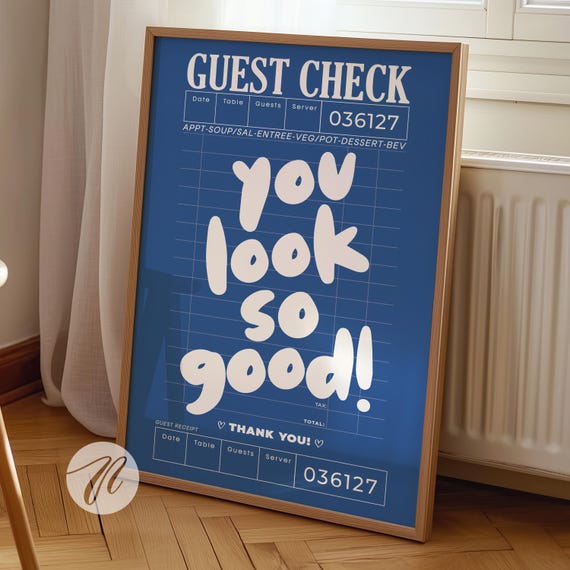 Guest Check Prints Art Print, Retro Bar Cart Decor