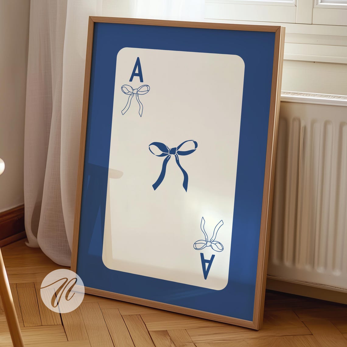 Blue Playing Card Print Preppy Wall Art Coastal Cowgirl Ace Lucky Girl Syndrome College Apartment Decor Girly Room