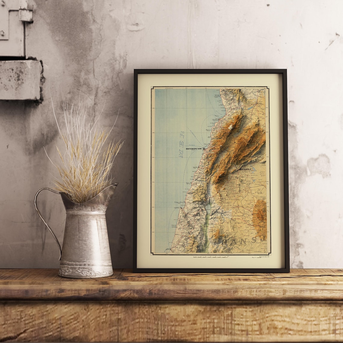 Lebanon 1931 Relief Map Vintage Travel Poster - Image 2