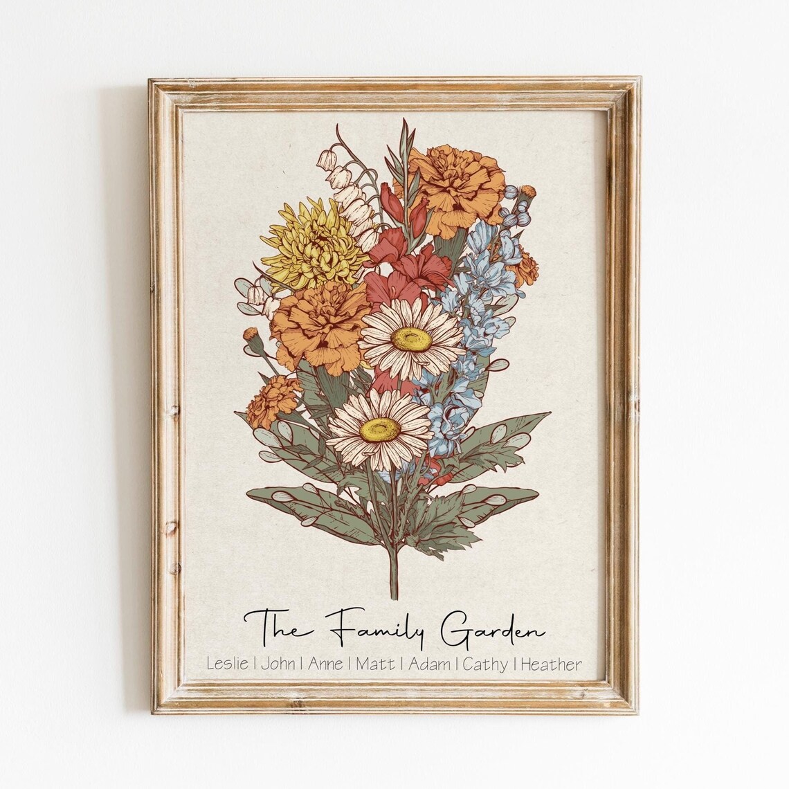 Birth Flower Bouquet Grandmas Garden Art Print