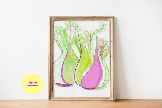 Fennel Decor, Kitchen Vegetable Illustration Art Print