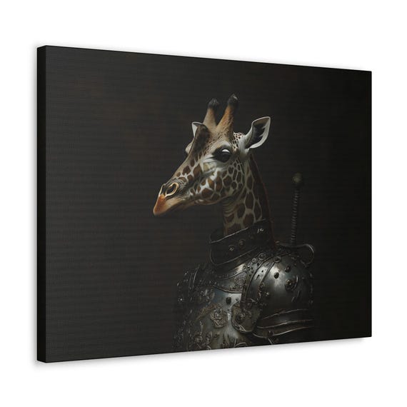 Maximalist Eclectic Medieval Giraffe Knight Print Bold Altered Animal Portrait Fantasy Fun Colorful Renaissance Rustic Art
