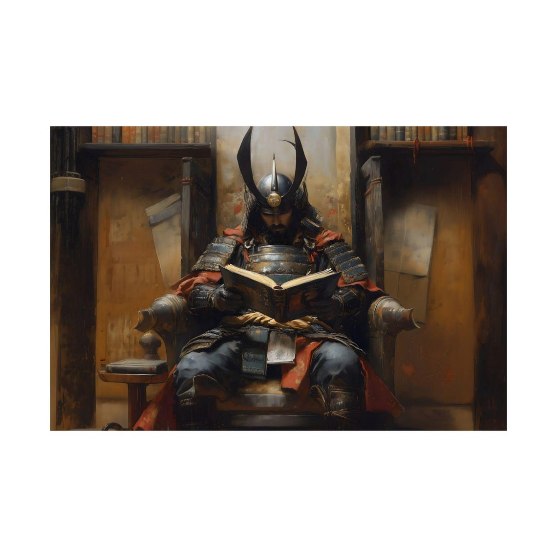 Maximalist Samurai Reading Eclectic Victorian Poster Print Bold Altered Animal Portrait Fantasy Fun Colorful Renaissance Rustic Art - Image 2