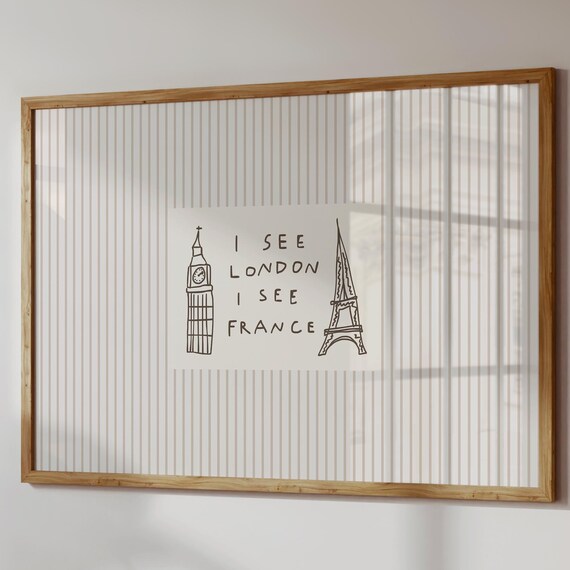 I See London I See France Hand Drawn Big Ben Eiffel Tower Poster