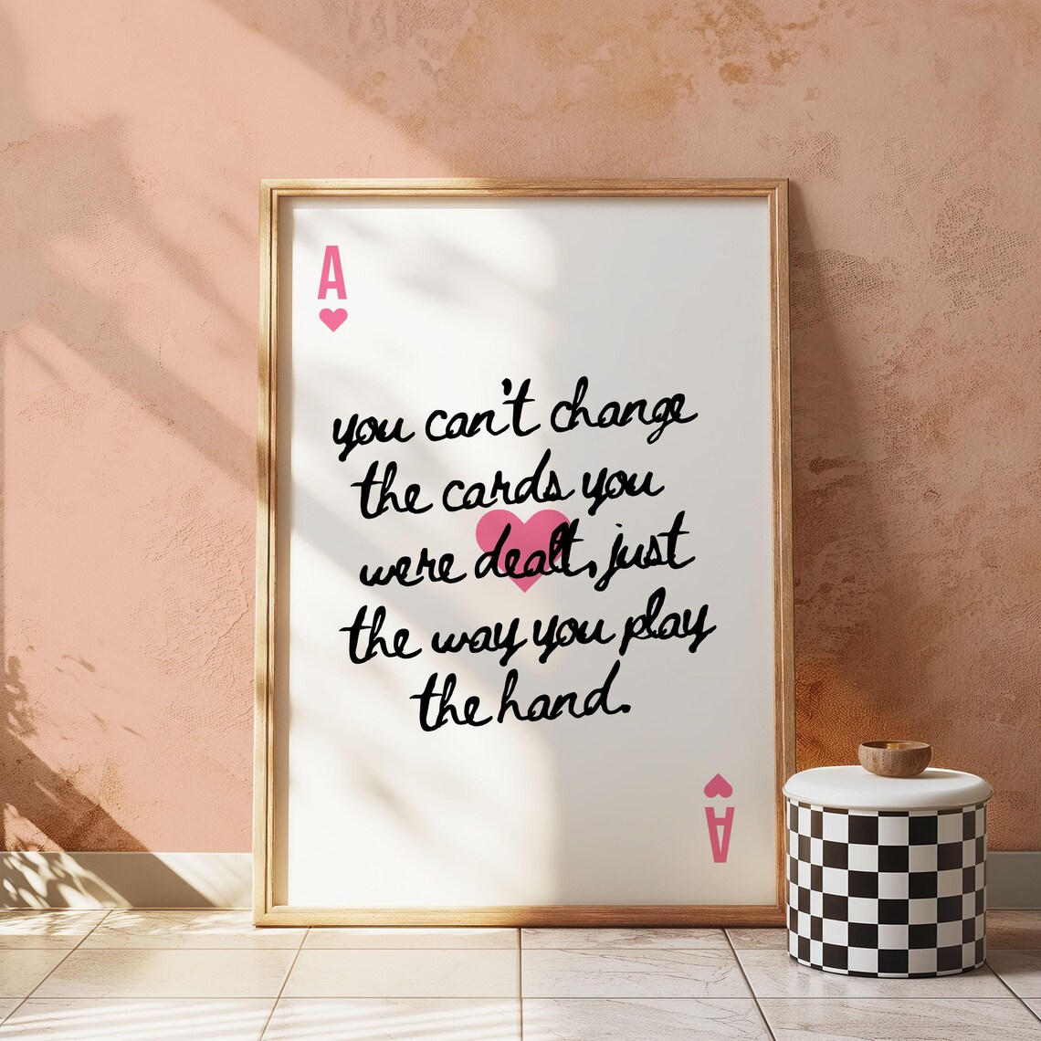 Pink Ace Of Hearts Playing Cards Quote Typography Love Art Print - Image 3