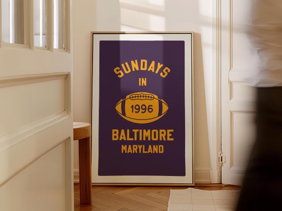 Retro Baltimore Sports Print Baltimore Art Sports Team Football Wall Decor Travel Maryland Wall Art Gift For Traveler Baltimore Md
