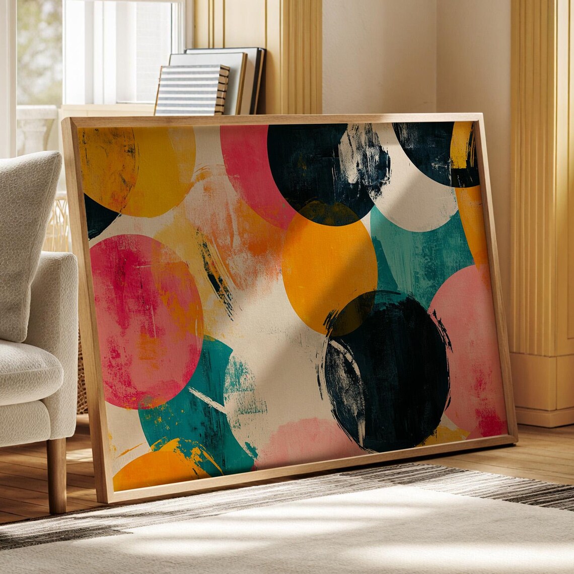 Colorful Abstract Circle Art, Modern Geometric